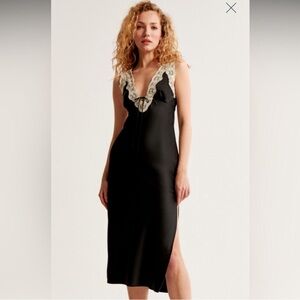 Abercrombie Lace Trim Midi Slip Dress